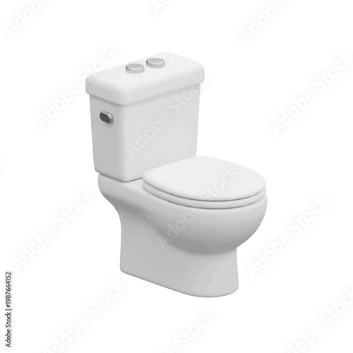 White Ceramic Dual Flush Toilet Bowl Vector Illustration