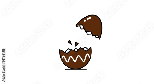 Broken Chocolate Easter Egg Vector Illustration