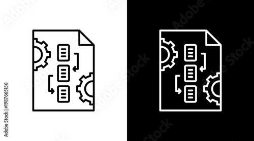 Document Workflow Outline White Icon Set Design