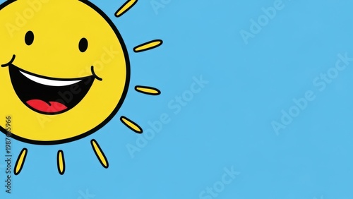 Simple drawing of a smiling sun with copy space.