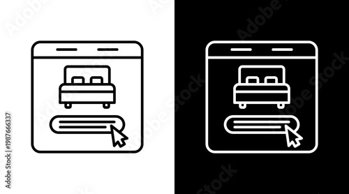 Room Booking Outline White Icon Set Design