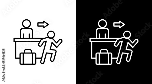 Guest Check-Out Outline White Icon Set Design