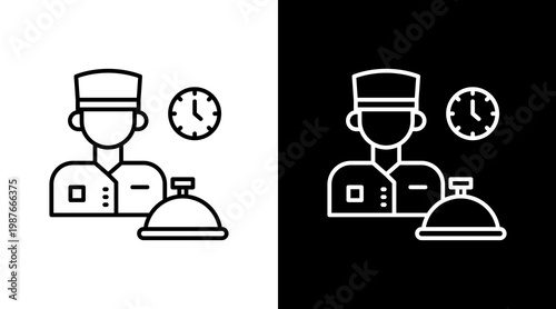 Hotel Concierge Outline White Icon Set Design