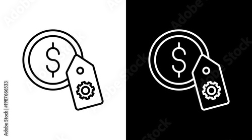 Price Management Outline White Icon Set Design