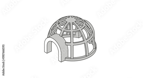 Isometric Igloo Dome Structure Vector Illustration