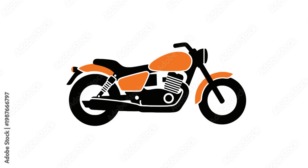 Fototapeta premium Classic Cruiser Motorcycle Vector Illustration on White Background