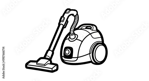 Vacuum Cleaner Line Art Illustration Vector Household Appliance