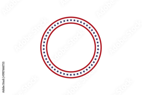 Patriotic American Circular Frame With Stars Red Border Round Badge Seal Template