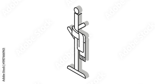 Isometric Coat Rack with Scarf Vector Illustration