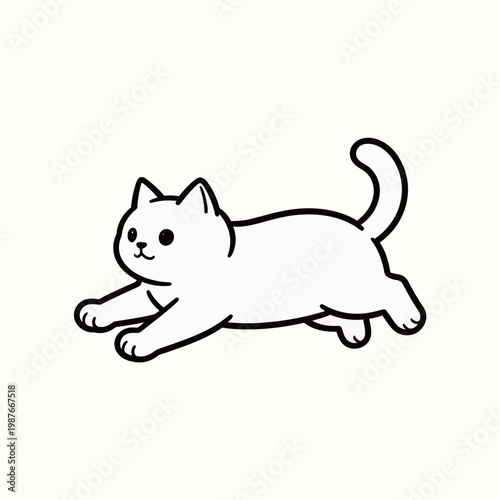 Simple line drawing of a cat lying down