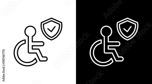Disability Insurance Outline White Icon Set Design