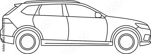 simple line art vector icon of a private car or SUV in side view