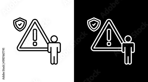 Liability Insurance Outline White Icon Set Design