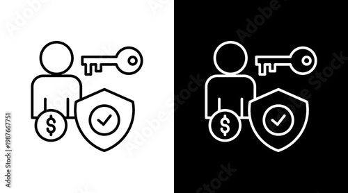 Renters Insurance Outline White Icon Set Design