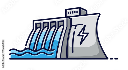 Hydroelectric Dam Power Plant Station.