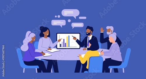 Business people in meeting discussion.