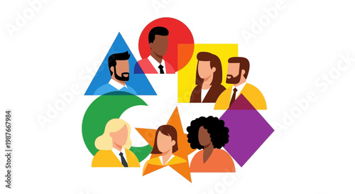 Diverse People in Shapes.