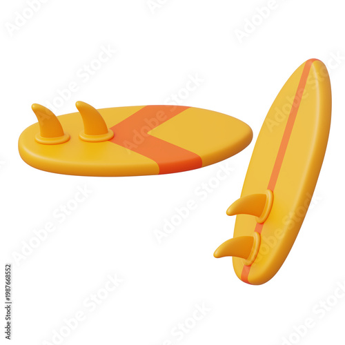 Canvas Print Tropical surfboard 3d for summer sport ocean recreation and surfing activity