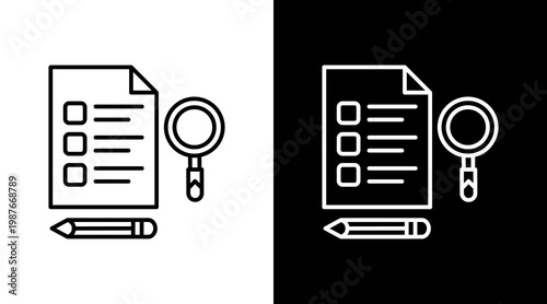 Survey Tool Outline White Icon Set Design