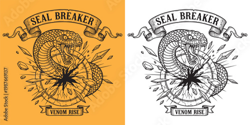 Seal Breaker Venom Rise Snake Breaking Glass Portal Engraving Art