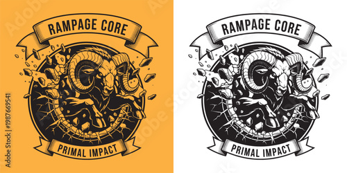 Rampage Core Primal Impact Ram Charging Through Brick Wall Design