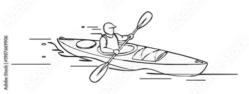 Kayak speeding line art dynamic icon. Generative AI