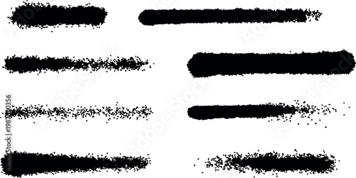 Black grunge brush stroke vector art with rough textured edges
