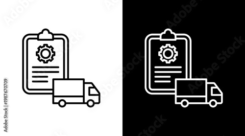 Fleet Management Outline White Icon Set Design