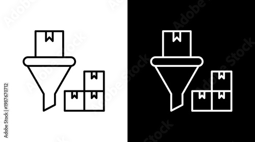 Package Sorting Outline White Icon Set Design