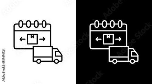 Delivery Schedule Outline White Icon Set Design