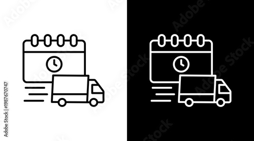 Express Shipping Outline White Icon Set Design
