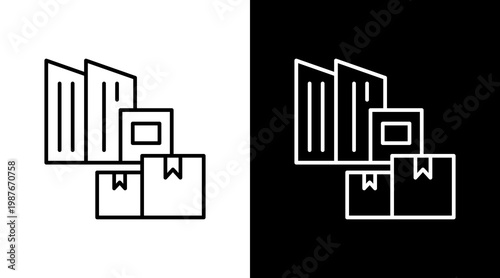 Urban Logistics Outline White Icon Set Design