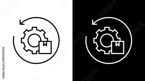 Reverse Logistics Outline White Icon Set Design