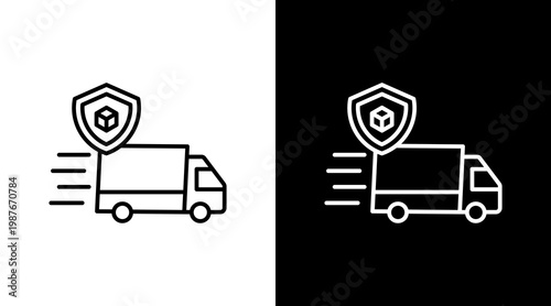 Delivery Insurance Outline White Icon Set Design