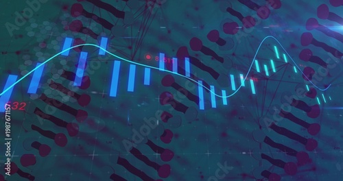 Displaying stylized market chart tracing glowing trend line on digital dashboard, with candlesticks