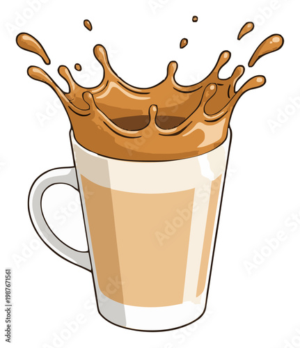Caramel macchiato splash vector illustration clipart.... Generative AI