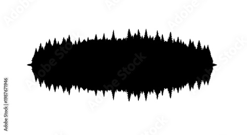 Pine Forest Silhouette in Sound Wave Form Vector Illustration