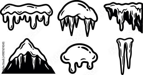 Icicles and snow caps vector illustration