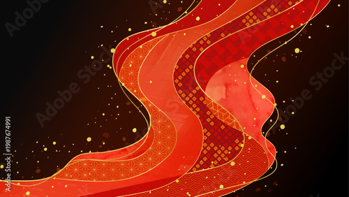 流れるような和風の背景イラスト