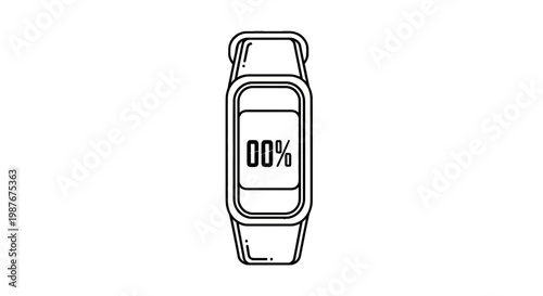 Minimalist Vector Illustration of Smartwatch with Zero Percent Battery
