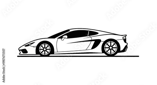 Modern Supercar Side Profile Vector Line Art Illustration
