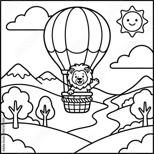 Foto Bold and Easy Lion Coloring Page - Cozy Moment Cute Kawaii Wild Animal Minimalis