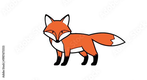 Cute Minimalist Fox Vector Illustration Isolated on White