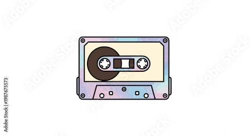 Retro Audio Cassette Tape Illustration with Pastel Galaxy Texture