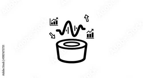 Smart speaker with data analytics and charts vector illustration