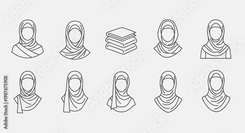 Collection of Minimalist Muslim Hijab Icons