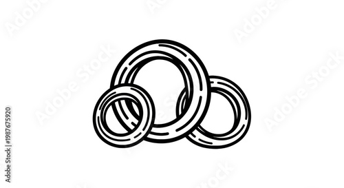 Minimalist Line Art Rings forming a Cloud Shape Illustration