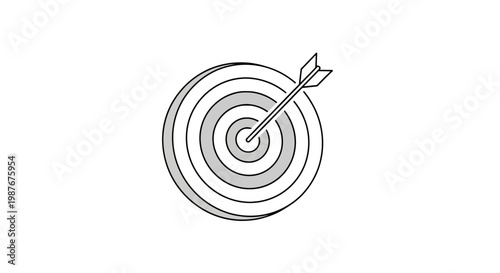 Minimalist target with arrow hitting bullseye vector illustration