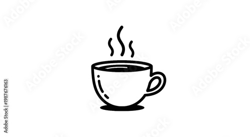 Steaming Hot Coffee Cup Vector Icon Illustration