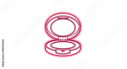Neon Pink Makeup Compact Vector Illustration